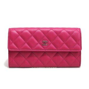CHANEL Pink Caviar Leather Wallet